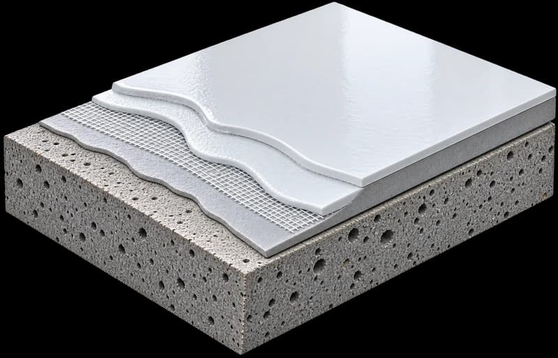Membrana acrílica reflectiva blanca sobre losa de concreto